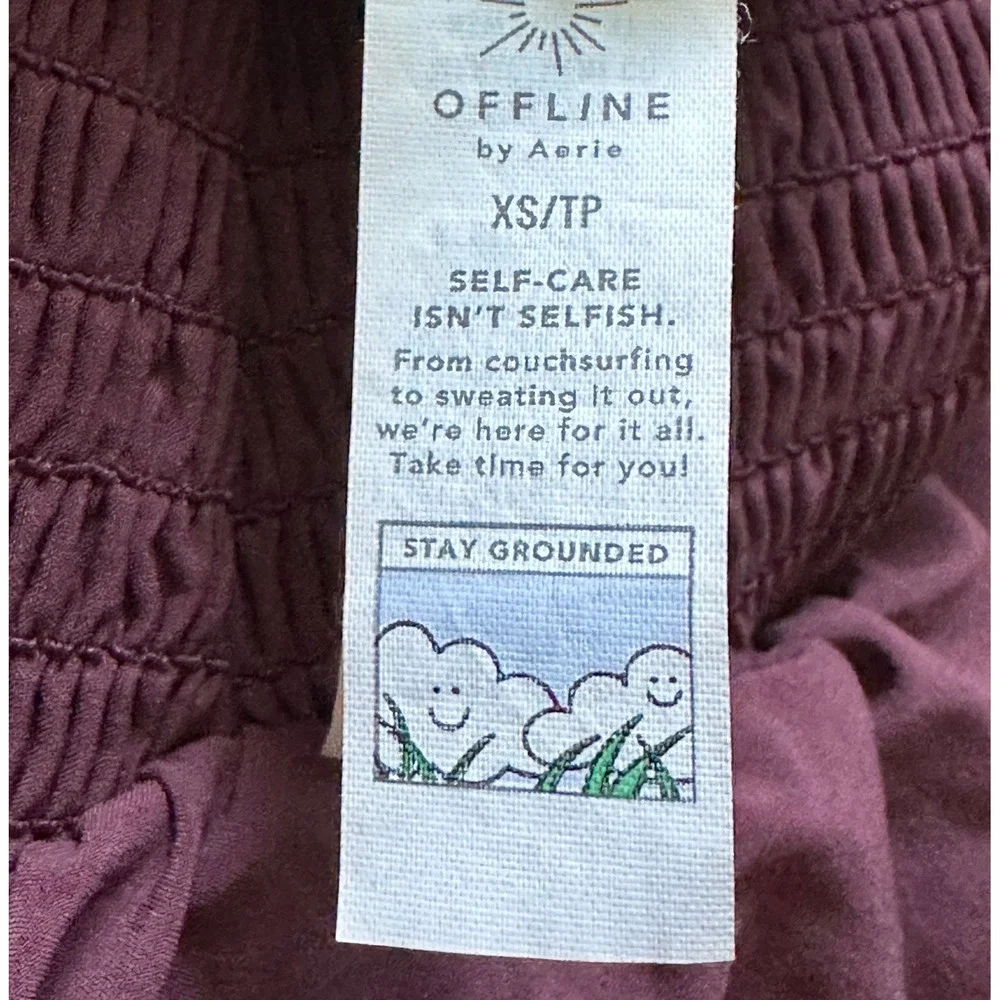 OFFLINE by Aerie Real Me Smocked High Waisted Flowy Shorts Maroon XS